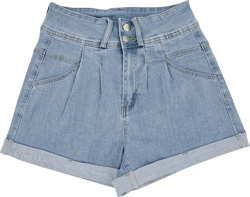 Womens Relaxed Fit Casual High Waist Pocketed Denim Shorts XX-Large Denim-light Blue
