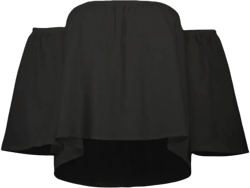 Women's Summer Off Shoulder Blouses Short Sleeves Sexy Tops Chiffon Ruffles Casual T Shirt X-Small Black