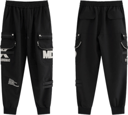 MEINVQIAOTI Functional Jogger Paratrooper Cargo Pants for Women 6 Pockets Embroidery techwear High Waist Black Cargo Pants Black Large