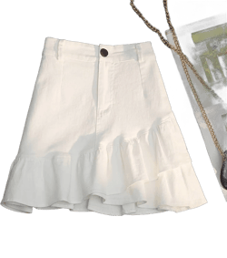 Women's Fashion Denim Versatile High Waist Slim Sexy Girl Mini Skirt (Color : White, Size : M) Medium White