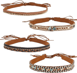 GORGECRAFT Cowboy Hat Bands Turquoise Ethnic Western Adjustable Traditional Hat Leather Belts Rural Classical Mexican Cowgirl Beaded Hatbands Replacement for Women Men Panama Fedora Braided 4 Styles 1 Count (Pack of 4)