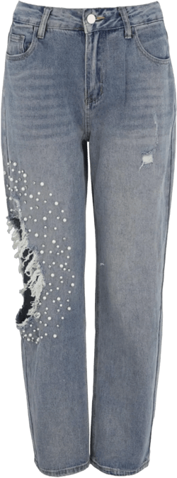 Womens Fashion Ripped Fringed Jeans Casual Trendy Y2K Straight Leg Denim Cargo Pants Button Zip Distressed Washed Jean Sky Blue X-Small