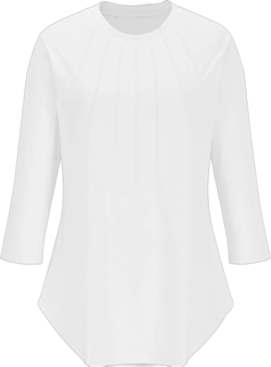 Womens Long Sleeve Tops Pleated Crew Neck Business Casual Blouses Fashion Loose Fit Tshirts Solid Color Plain Tees White
