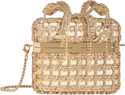 Self-Portrait Women's Metallic Crystal-Embellished Bow Clutch Bag