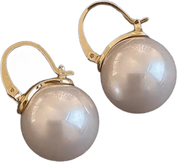 Designice Elegant 925 Sterling Silver Simulated Shell Pearl Drop Earrings Dangle Stud Earrings for Women Large Size
