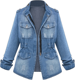 LEAVINGSUO Womens Fashion Winter Coats for Women Plus Size Casual Womens Ladies Oversize Jeans Chain Jacket Pocket Coat Blue S