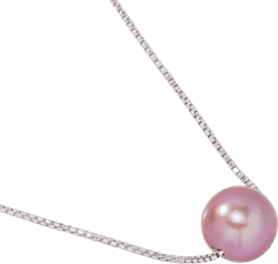 JTV Freshwater Pearl Pendant Necklace - Floating Pearl Necklace for Women - Rhodium Plated Sterling Silver Necklace - Real Pearl Necklace - Timeless Pearl Jewelry for Women - 10.5MM Pearl 18 Purple