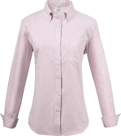 MGWDT Button Down Shirt Women Long Sleeve Blouse Oxford Shirt Classic-Fit Cotton Tops Wrinkle Resistant (2XS-3XL) 3X-Large White Pink Stripe