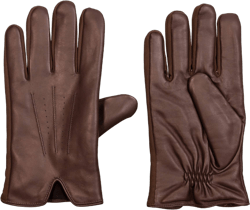 Isotoner Men&#39;s Stretch Leather Gloves - Dark Brown L