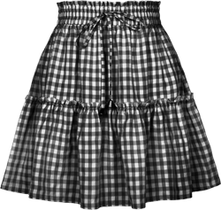 Ruched Skirt Set 2023 Women's Drape Plaid Print Skirt High Waist Elastic Retro Plaid Short Skirt Black
