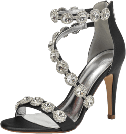 Women's Wedding Bridal Sandals High Heel Strap Crystal Zipper Back Formal Evening Prom Party Dress Shoes 5 Black