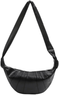NXITK Leather Sling Bag For Women Crossbody Crescent Bag Leather Sling Bag Croissant Bag Leather Crossbody Bag for Women Black