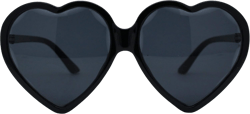 Womens Oversize Heart Shape Beveled Jewel Lens Sunglasses All Black
