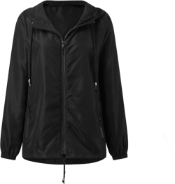 Womens Waterproof Raincoat with Pocket Lightweight Rain Jacket Hooded Rain Coat Outdoor Active Windbreaker ​2024 Large #Black