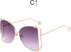 Oversized D Square Sunglasses Women 2023 Luxury Brand Cat Eye Clear Shades Glasses Pearl Fashion Half Frame Sun Glasses Ladies