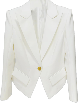 Women's Single Button Solid Jacket Slim Fitting Single Button Lapel Notched Blazer Small White