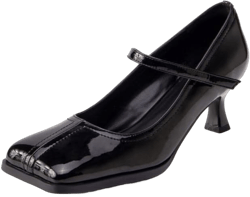 TinaCus Women's Square Toe Patent Leather Handmade Mid Kitten Heel Mary Jane Pumps Shoes 7 Black