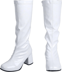 SATINIOR Women's Go Go Boots, the Knee Block Heel Zipper Boot, Chunky Heel Knee High Boots for Cosplay, Disco, Evening Party 7 White