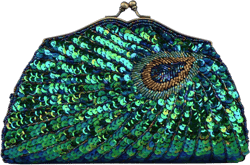 Women Full Shining Sequins Handbag Beaded Peacock Embroidery Clutch Purse Evening Bag