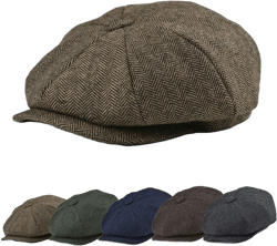 MINI Men's Newsboy Cap Gastby Wool Blend Herringbone Tweed Winter Hat Warm