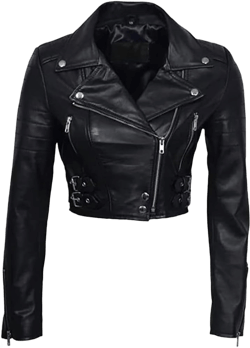Women Cropped Style Asymmetrical Biker Leather Jacket - Café Racer Real Leather Jacket - Short Body Long Sleeve Jacket 3X-Large Chic Black