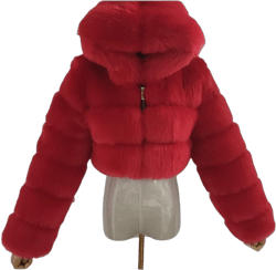 Faux Fur Women's Winter Warm Jacket Shawl Wrap Stole Shrug Wedding Cover Up Coat Outerwear Sweater Medium Red