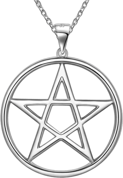 Jewmon 925 Sterling Silver Pentagram Necklace Fine Jewelry Gift for Women Mens Pentacle Pendant Necklace Charm Gothic Wiccan Necklace Crescent Moon Cross Evil Eye Necklace Amulet Jewelry for Women A, Pentagram Pendant Silver