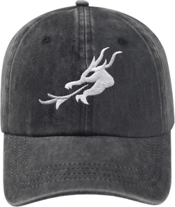 Red Rose Flower Embroidered Baseball Cap, Adjustable Cotton Funny Dad Hats Wash Denim Trucker Hats One Size Dragon