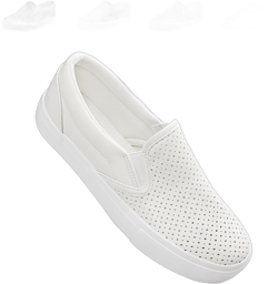 JENN ARDOR Slip On Sneakers Women Comfortable Walking Slip On Shoes Women Memory Foam Womens Fashion Loafers for Women Casual Shoes for Women Flats 6.5 A - White