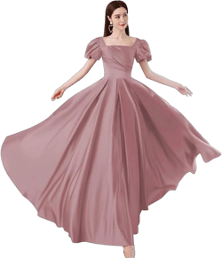 Puffy Sleeve Prom Dresses Long Satin Princess Ball Gown Pockets A Line Evening Gowns for Women Formal 2 Dusty Rose