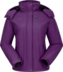 CAMELSPORTS Women's Waterproof Snow Ski Jakcet Fleece Warm Winter Coat Hooded Windproof Insulated Snowboarding Jacket Small A-purple