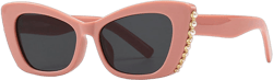 willochra Cat eye Pearl sunglasses Cute Trendy for Women Bling Fun Rhinestone Crystal Party Sun Shades Pink
