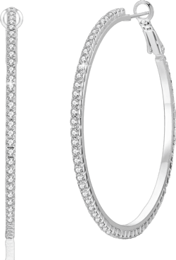 Cocadant 14K Real Gold Hoop Earrings for Women Trendy,Sterling Silver Post Hypoallergenic Lightweight Sparkly Rhinestone Big Hoop Earrings B-Silver 55mm Rhinestone Hoop Earrings