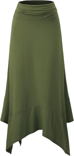 DOUBLJU High Waisted Casual Skirts Soft Fit Flowy Handkerchief Hemline Unbalanced Hem Midi Skirts for Womens with Plus Size