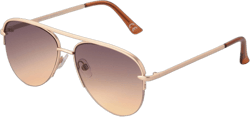 Women&#39;s Aviator Sunglasses - Universal Thread&#8482; Gold: Scratch-Resistant, UV Protection, Semi-Rimless, Medium Fit