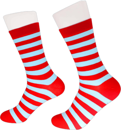 Soft Cotton Striped Socks, One Size Fits Most, Unisex, 1 Pair, Red and Blue, Christmas Gift