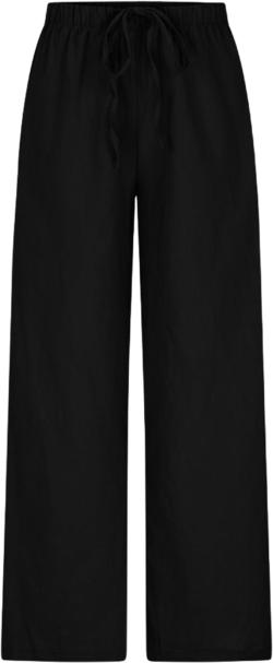 aoksee Women Linen Pants, Summer Casual High Waist Wide-Leg Drawstring Loose Elastic Waist Trousers Comfy Long Pants with Pockets For Beach casual