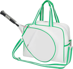 Tennis Sport Bag, Tennis Racket Shoulder Bag, Tennis Tote Bag for Women 2 Rackets, with Water Bottle Holder cream white