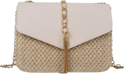 Women's Shoulder Handbags, Beach Straw Bag Small Crossbody Bag Cute Wicker Purses Woven Bags for Women Vacation Shoulder Bag White