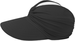Women Sun Visor Hat Wide Brim UV Protection Visor Empty Top Hat Foldable Ponytail Baseball Cap for Sports Beach Golf Hiking Medium Black