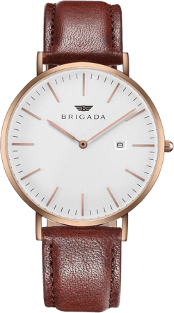 BRIGADA Women's Watch Nice Fashion Elegant Rose Gold Brown Leather Band Ladies Watch for Women Waterproof