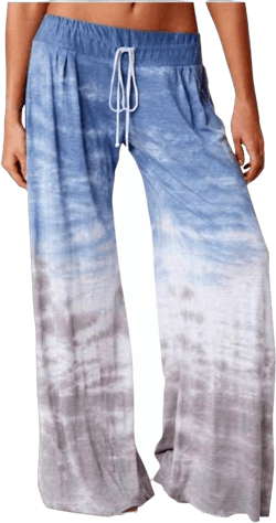 Women's Baggy Wide Leg Pants Summer Stretchy Drawstring Waist Trousers Tie Dye Print Cropped Pants Comfortable Pants XX-Large Blue