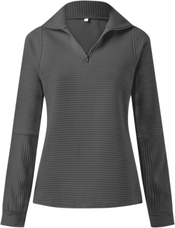 Women Half Zip Sweatshirts Lightweight Trendy Pullover Sweaters Casual Loose Fit Long Sleeve Tops with Pockets Large B3 Dark Gray