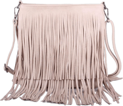 Lanpet Women Fringe Tassel Cross Body Bag Leisure Shoulder Bag Beige