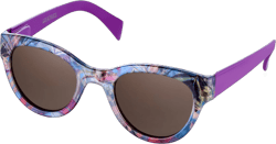 Sunglasses Women's Trendy Retro Floral Design | Polarized Lens UV Protection | Square Cat Eye Frame | Casual & Active Wear 07 Round Cat Eye + Purple Legs + Tropical Flower Print