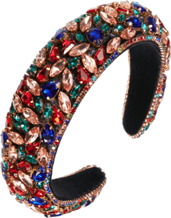 WILLBOND Velvet Padded Crystal Rhinestone Headband Crystal Embellished Hair Hoop Retro Jewelled Hairband Hair Accessory for Women Wedding Parties Ceremonies Birthday Banquet