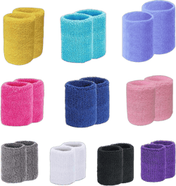 10 Pair Wrist Sweatbands Sports Wristbands for Men & Women, Stretchy & Sweat Absorbing Cotton Terry Cloth Wristband for Football Basketball, Running Athletic Sports Colorful