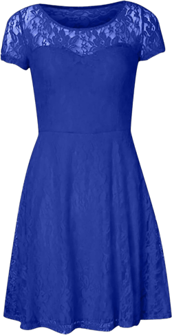 Women's Casual Summer Dresses Color O-Neck Side Zipper Short-Sleeve Stitching Lace with Lining A-Line Dress, M-5XL 3X-Large Blue