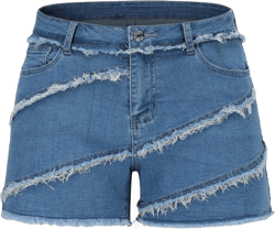 Women Mid Rise Ripped Stretchy Jeans Shorts Frayed Raw Hem Casual Denim Shorts Large Tas Light Blue
