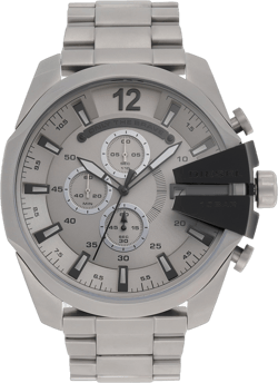 Diesel Men's Mega Chief Chronograph Silver-Tone Stainless Steel Watch DZ4501
